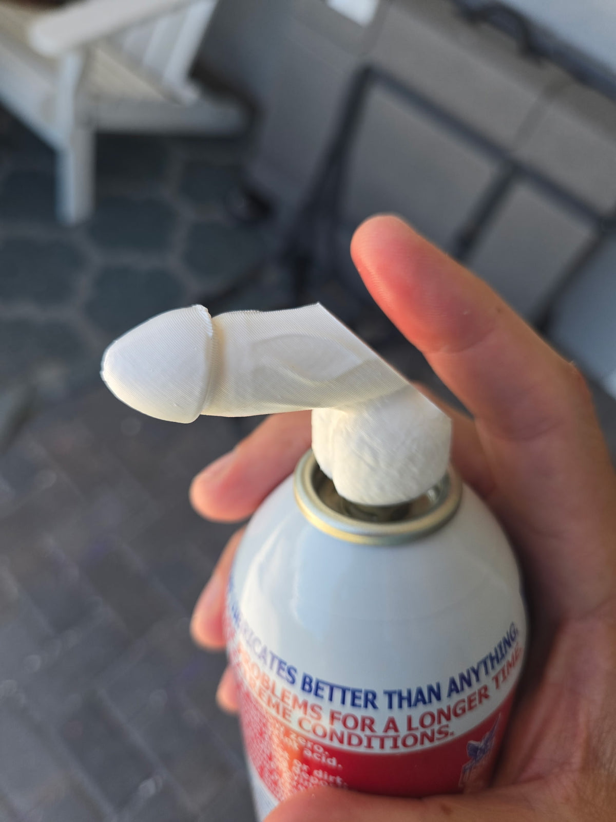 White Spray Daddy novelty spray top on an aerosol can; can not included